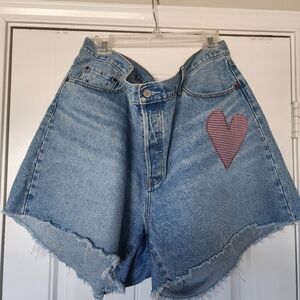 Levi's Light Blue Jean Shorts with Heart Detail